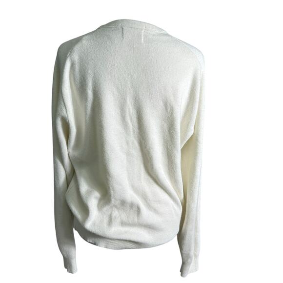 Vintage Elite of California Audi Knit Sweater White Retro Unisex Medium Preppy - Picture 9 of 13